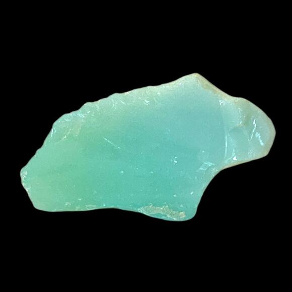 Green Aqua Layered Art Glass Cullet Glowing Manganese Slag Glass #5GX31 - Picture 4 of 7